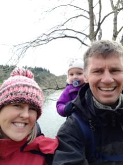 Leanne, Lottie and I near our cottage on Llyn Geirionydd.